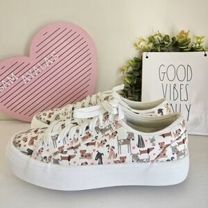 Chynthia Rowley Charming Dog Print Sneakers Sizs 9 US Women's White Color